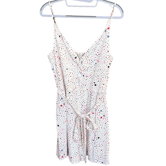 NWT LOFT White Multicolor Stars Twist Open Front Shorts Romper Size 4 - Picture 2 of 12